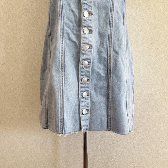 Meshki Tiani Buttoned Denim Mini Dress in Light Blue Size Medium - Picture 5 of 8